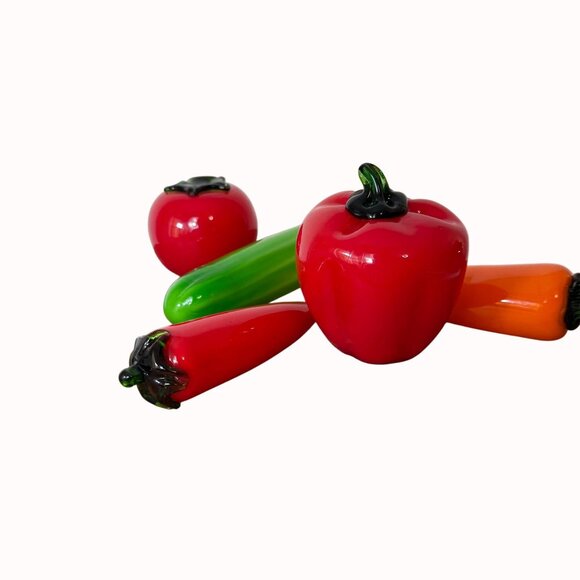 Handblown Glass Vegetable Figurines Set VTG MCM Murano Style Kitchen Art Decor - Picture 8 of 16